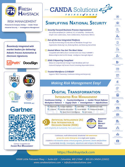 Full Page Magazine Ad featuring detailed Service Offerings, awards, and a QR Code leading to a Gartner article recognizing the Company and Service